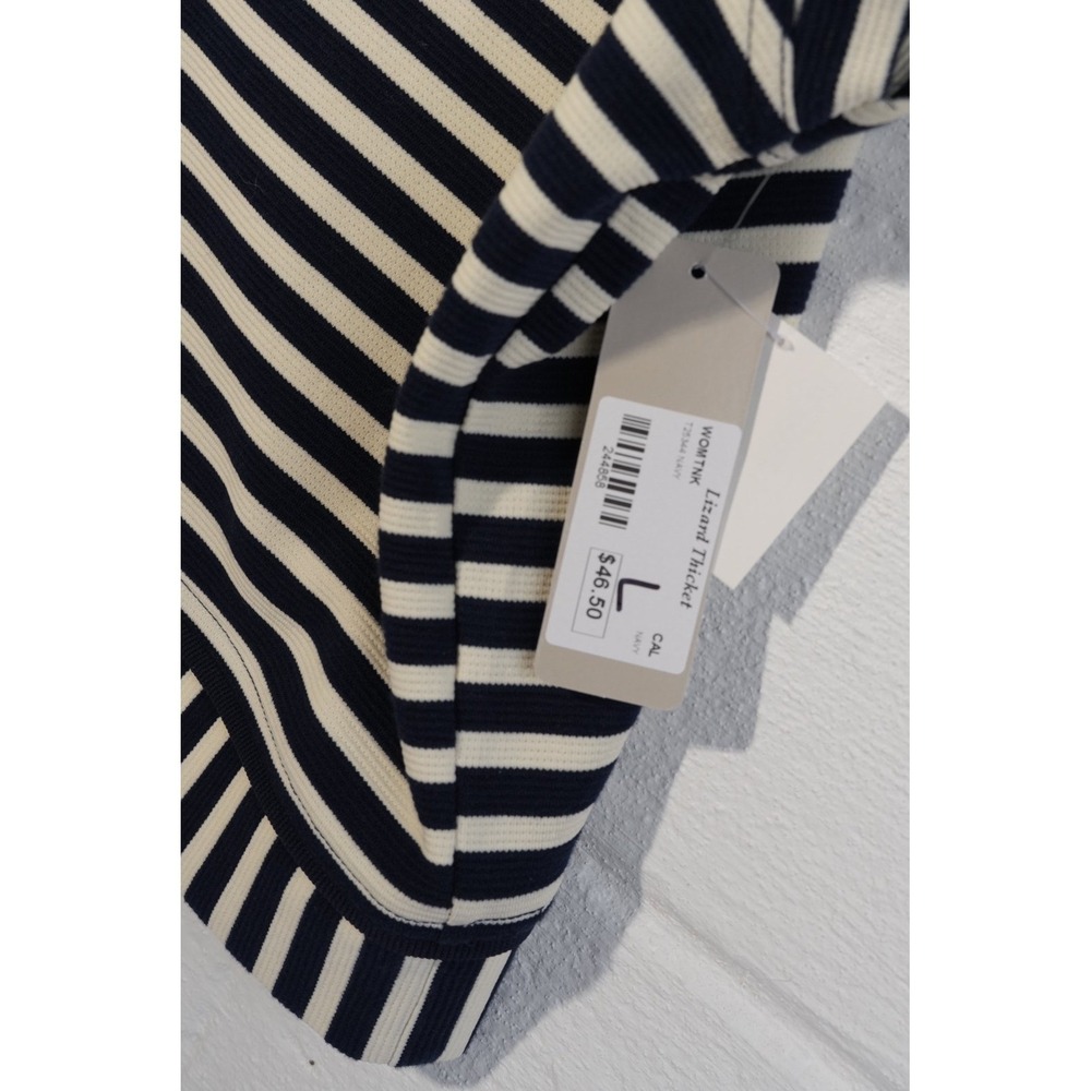 Callie Mac Striped Quarter Zip Vest Womens Large Navy‎ White Sleeveless Top - Picture 4 of 6